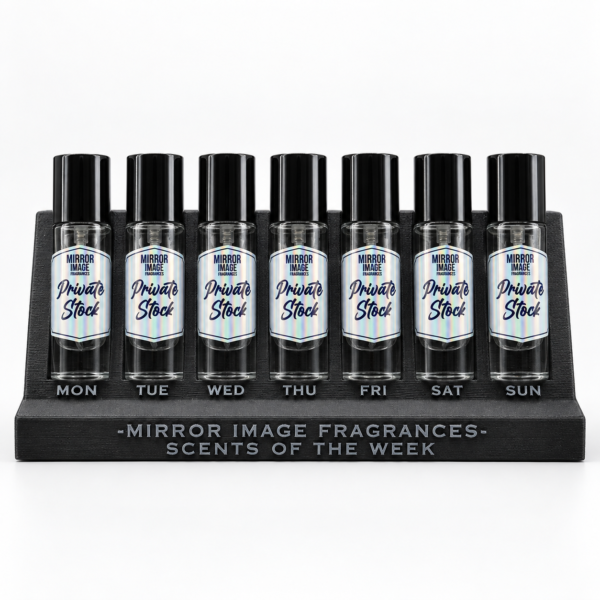Mirror Image Fragrances Scents of the Week seven-slot display stand